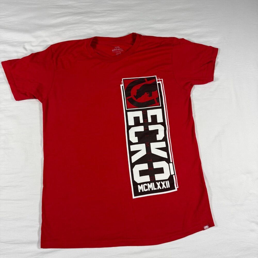 Ecko Unltd Red Graphic T-Shirt Men's Medium Rhino Logo Streetwear